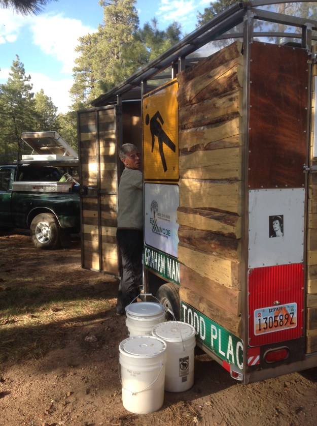 Kathe cleans the Eco toilets