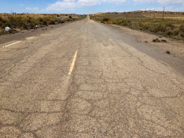 Hiking empty stretch of old Route 66