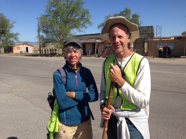 Ed Fallon and Kim Foley take a break along old pre 1937 Route 66