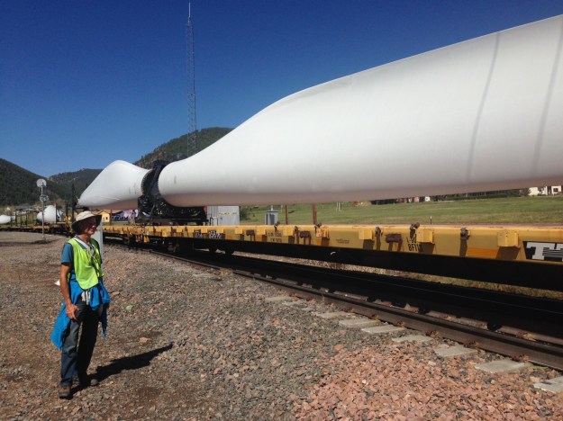 Ed Fallon Watches wind turbine blades shipped by rail