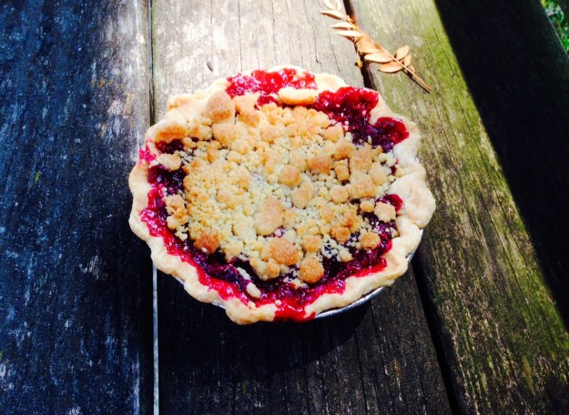 Fresh raspberry pie